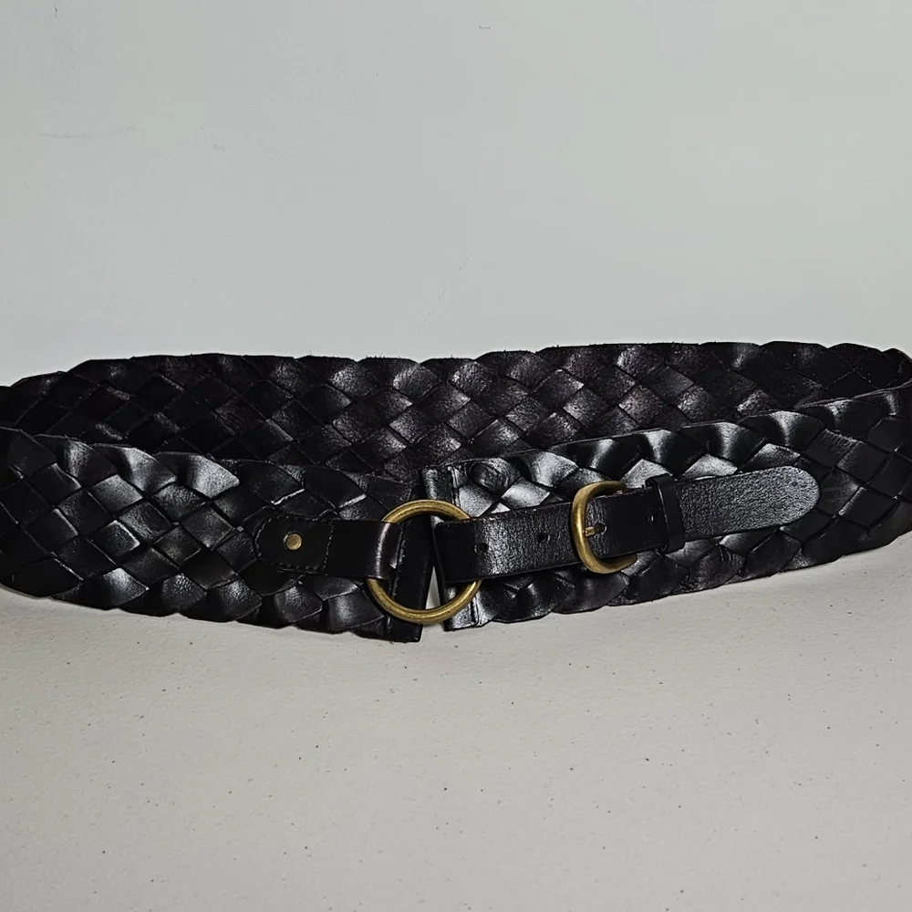 HOBO Intl. Woven Leather Belt Wide Statement Belt Boho Western Glam M